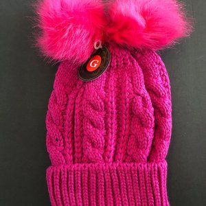 NEW LOT OF 6 PCS/ WOMENS WINTER BEANIE HAT WITH DOUBLE POM POM